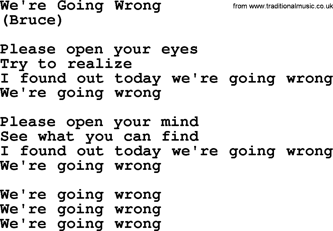 The Byrds song We're Going Wrong, lyrics