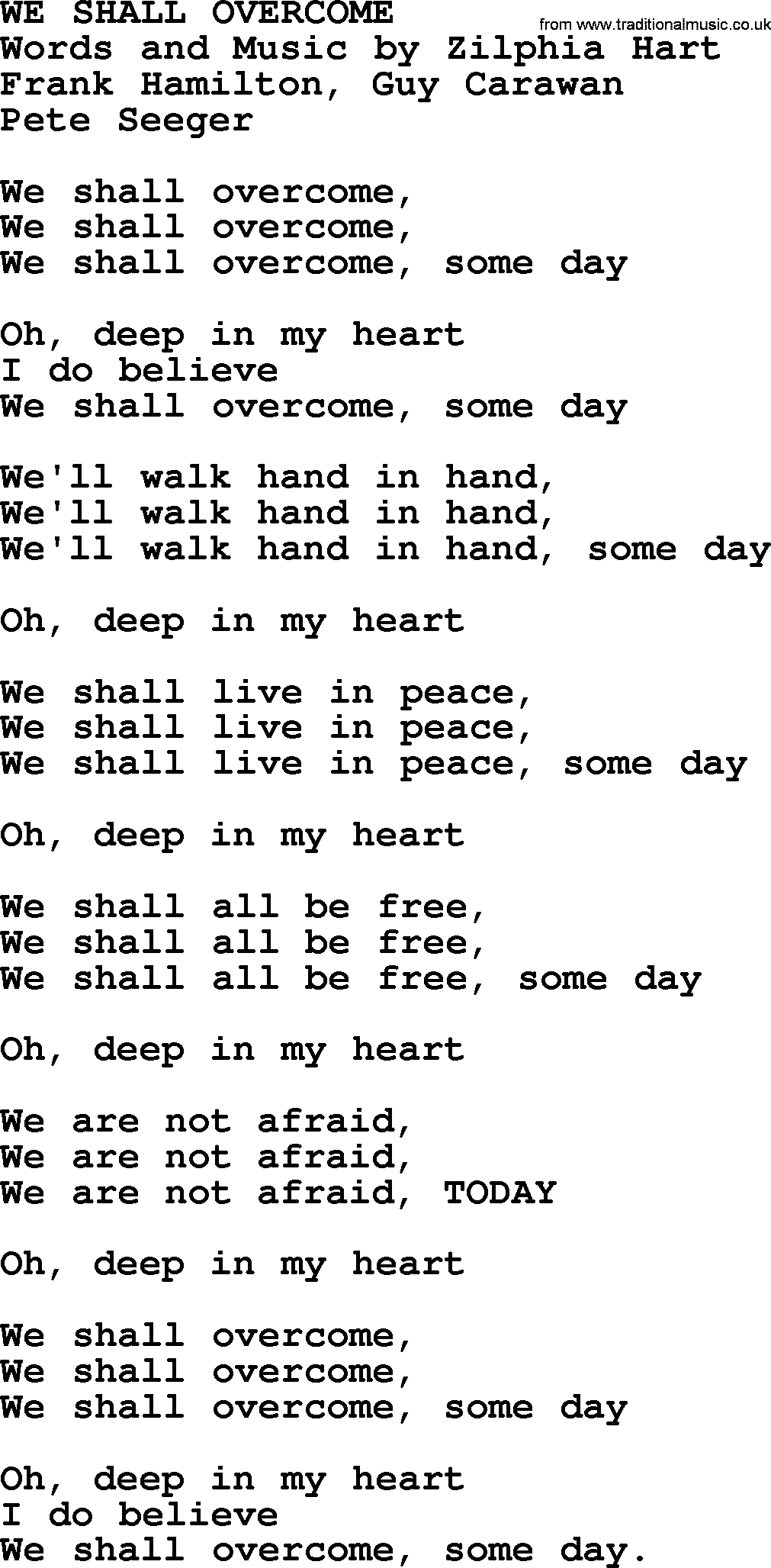 The Byrds song We Shall Overcome, lyrics