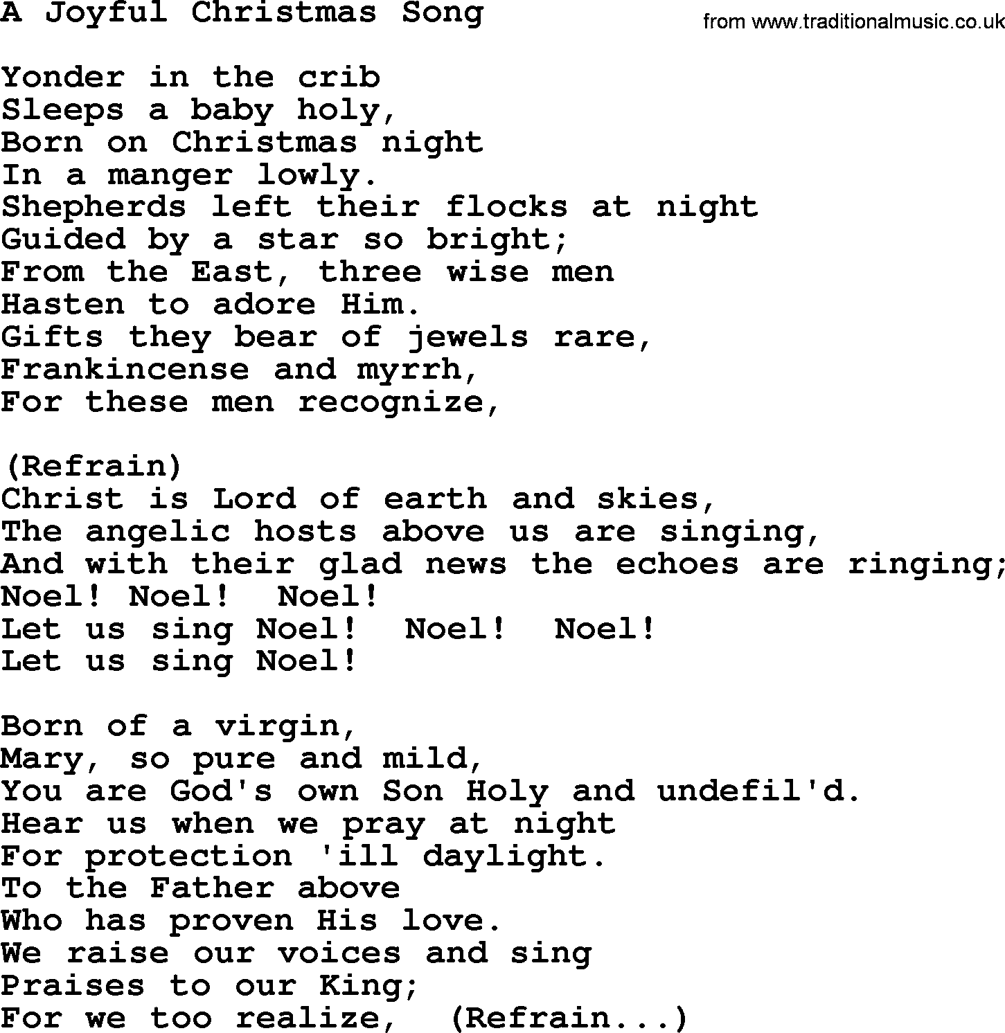 Catholic Hymn: A Joyful Christmas Song lyrics with PDF