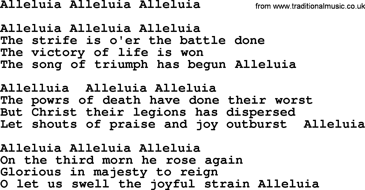 Catholic Hymn: Alleluia Alleluia Alleluia lyrics with PDF