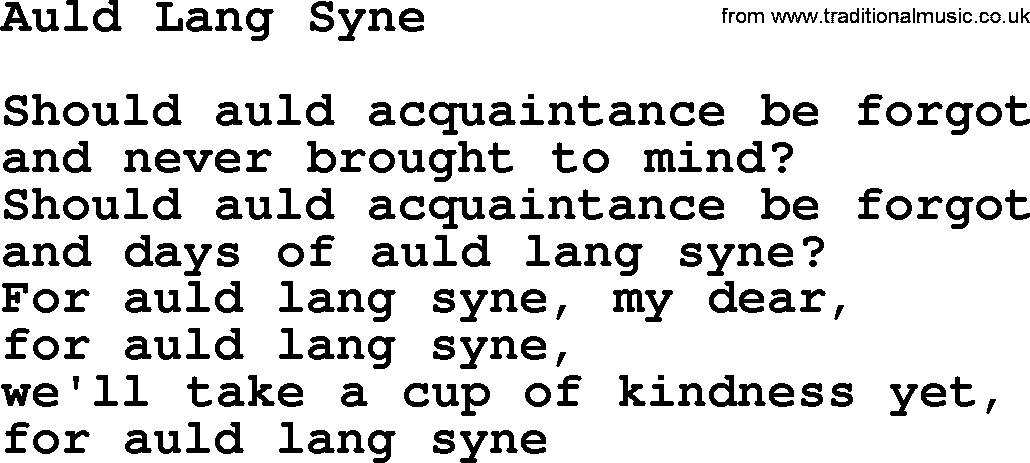 Catholic Hymn: Auld Lang Syne lyrics with PDF