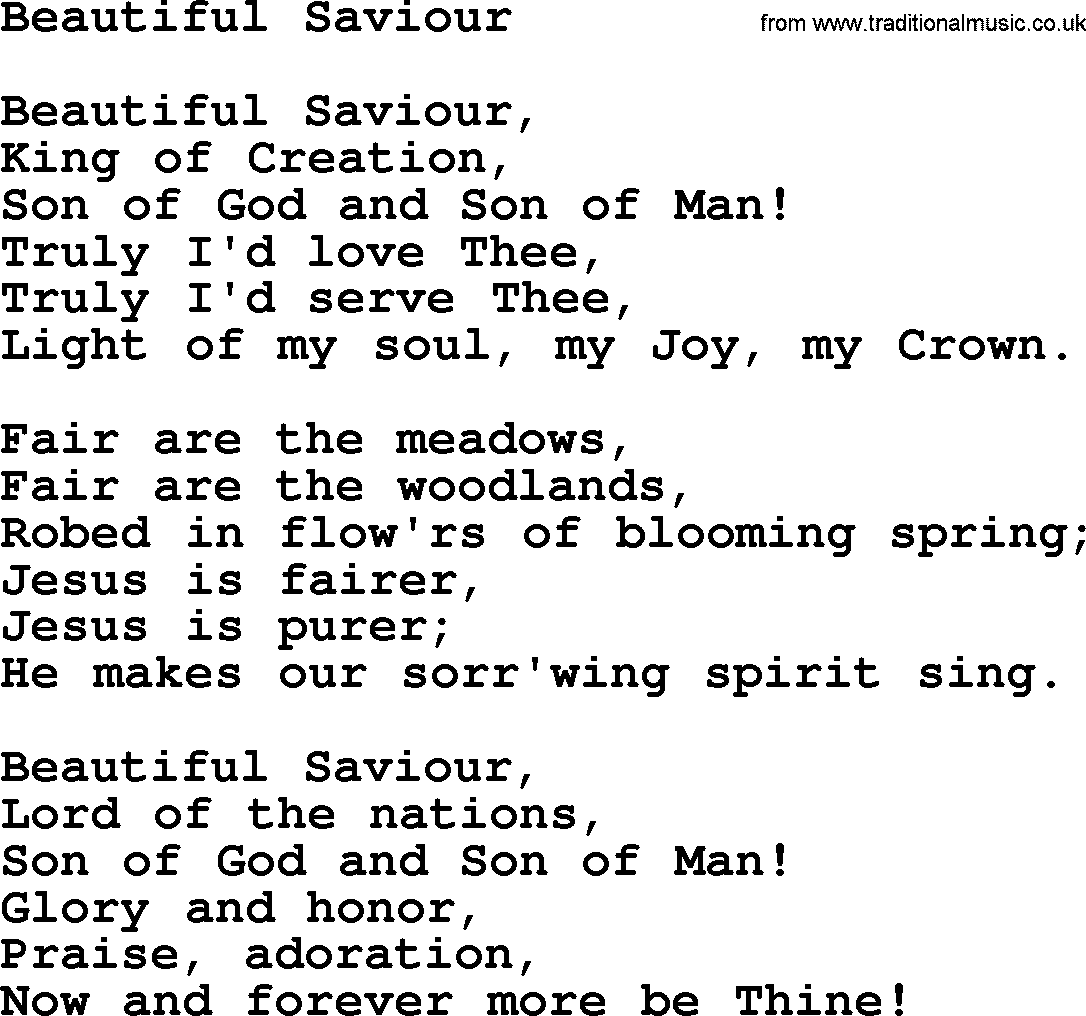 Catholic Hymn: Beautiful Saviour lyrics with PDF