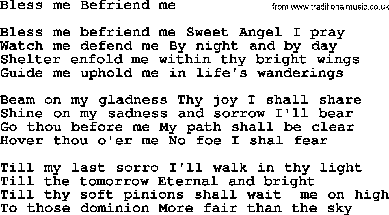 Catholic Hymn: Bless Me Befriend Me lyrics with PDF