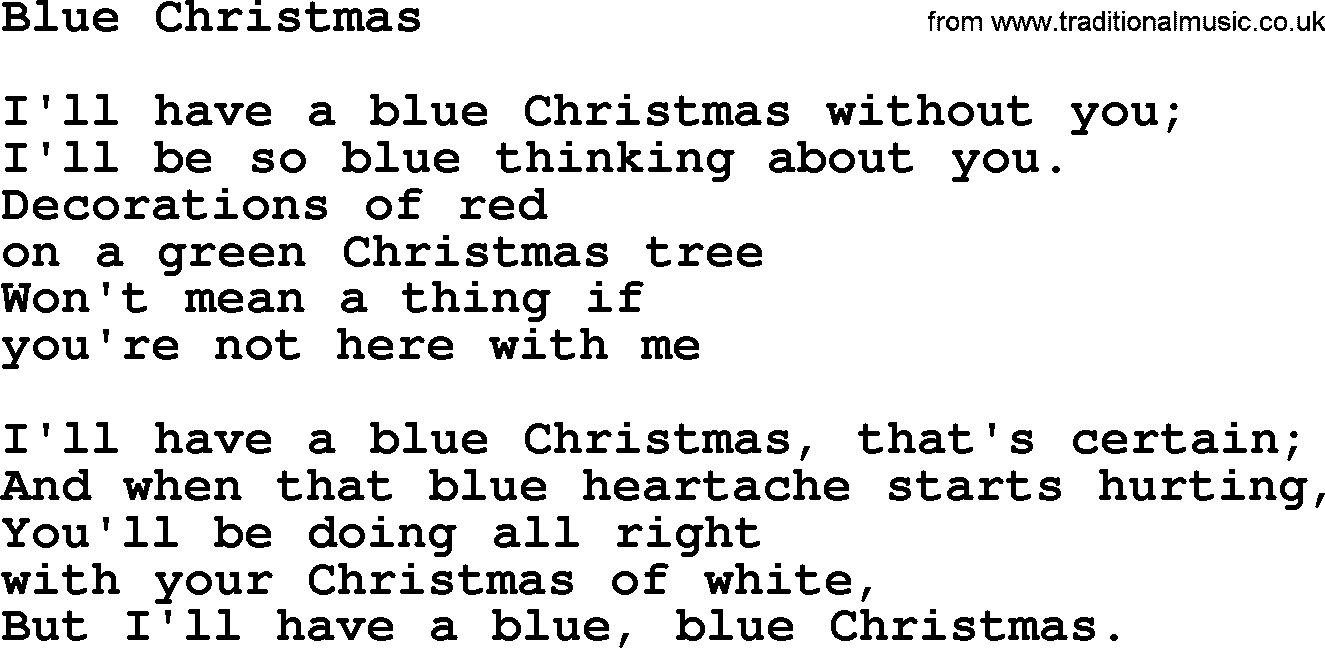 Catholic Hymn: Blue Christmas lyrics with PDF
