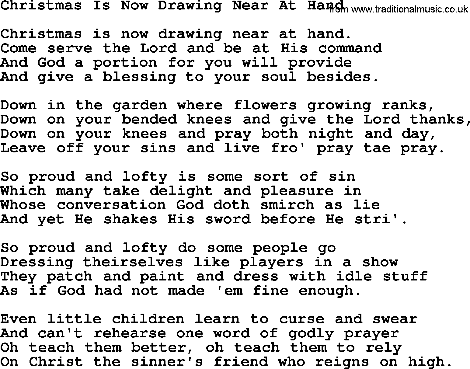 Catholic Hymn: Christmas Is Now Drawing Near At Hand lyrics with PDF