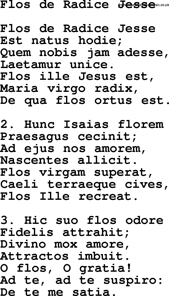 Catholic Hymn: Flos De Radice Jesse lyrics with PDF