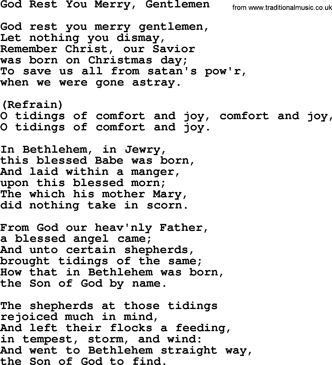 Catholic Hymn: God Rest You Merry, Gentlemen lyrics with PDF