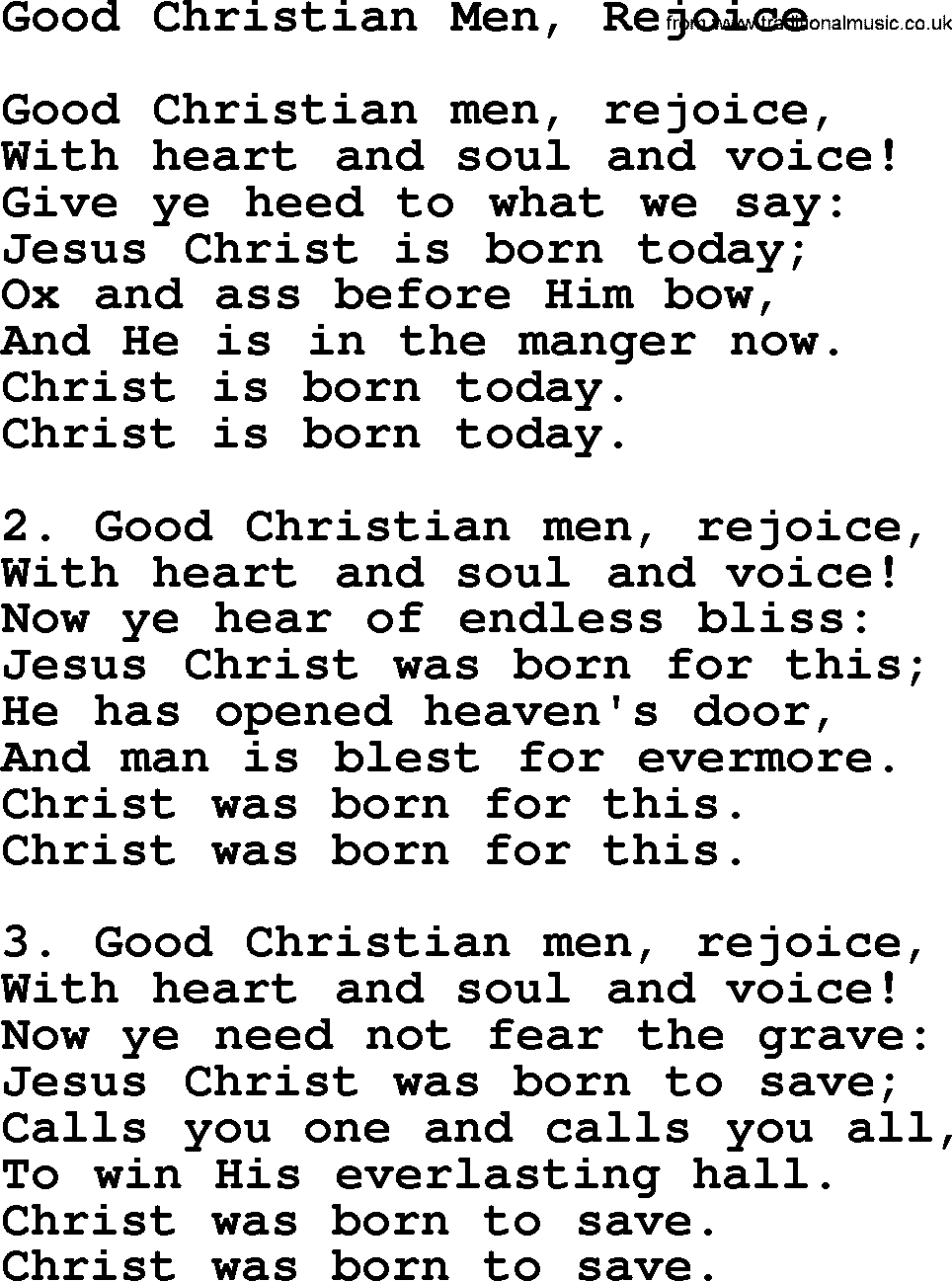 Catholic Hymn: Good Christian Men, Rejoice lyrics with PDF