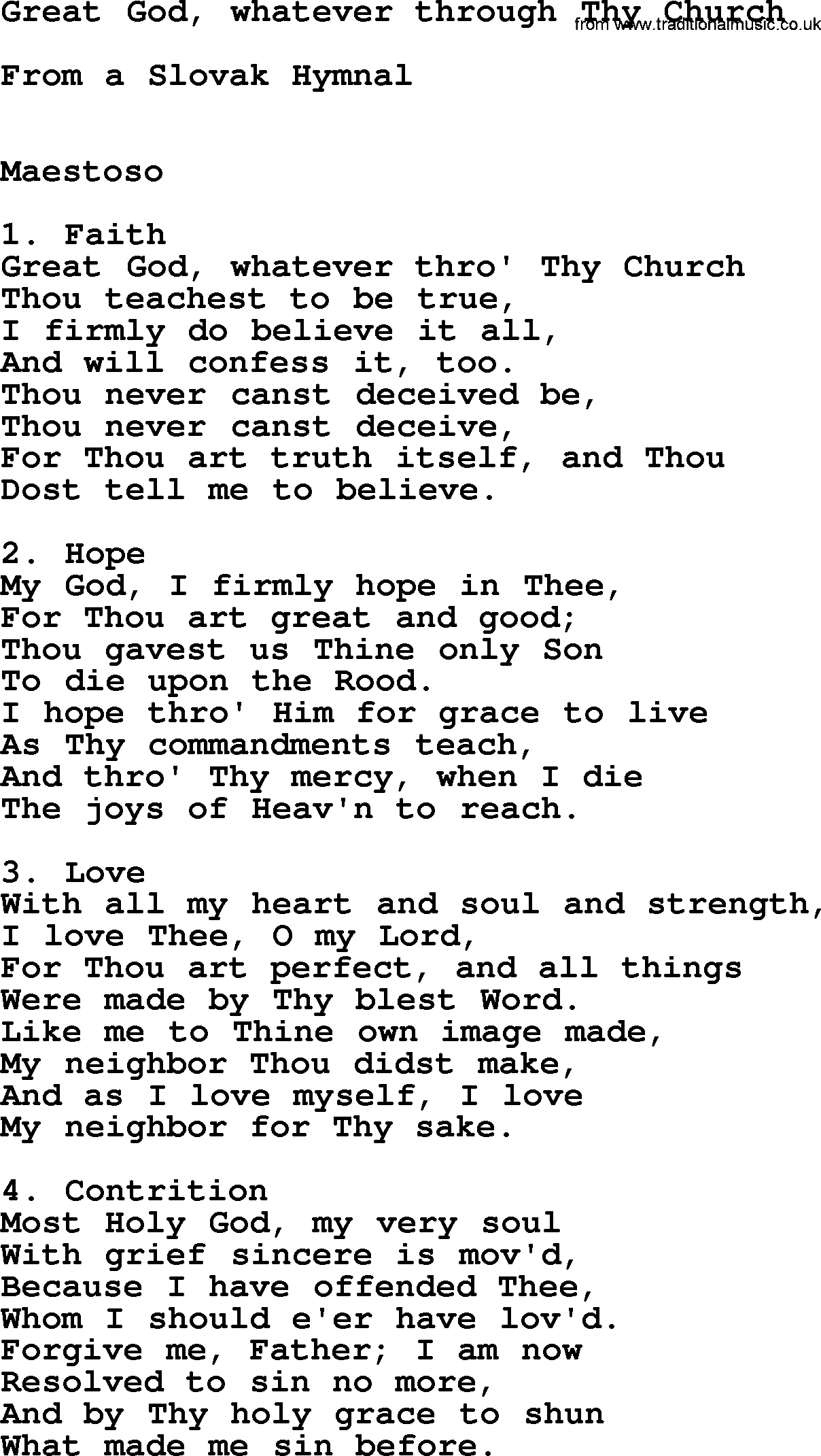 Catholic Hymn: Great God, Whatever Through Thy Church lyrics with PDF