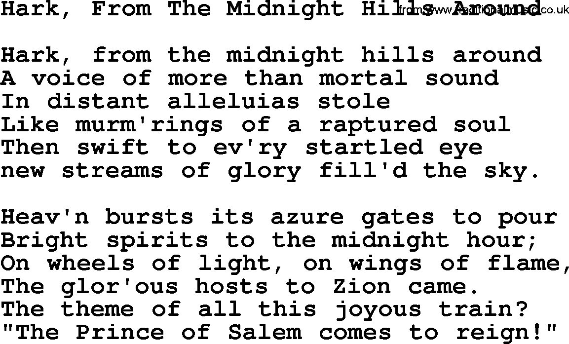 Catholic Hymn: Hark, From The Midnight Hills Around lyrics with PDF