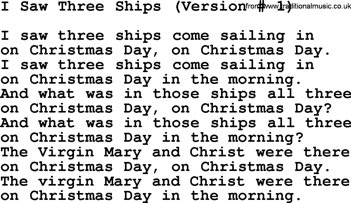 Catholic Hymn: I Saw Three Ships1 lyrics with PDF