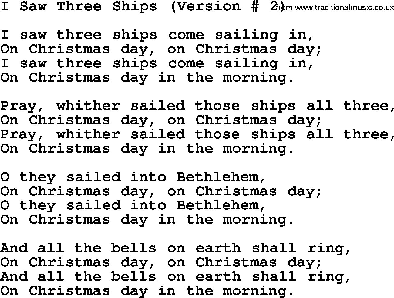 Catholic Hymn: I Saw Three Ships2 lyrics with PDF