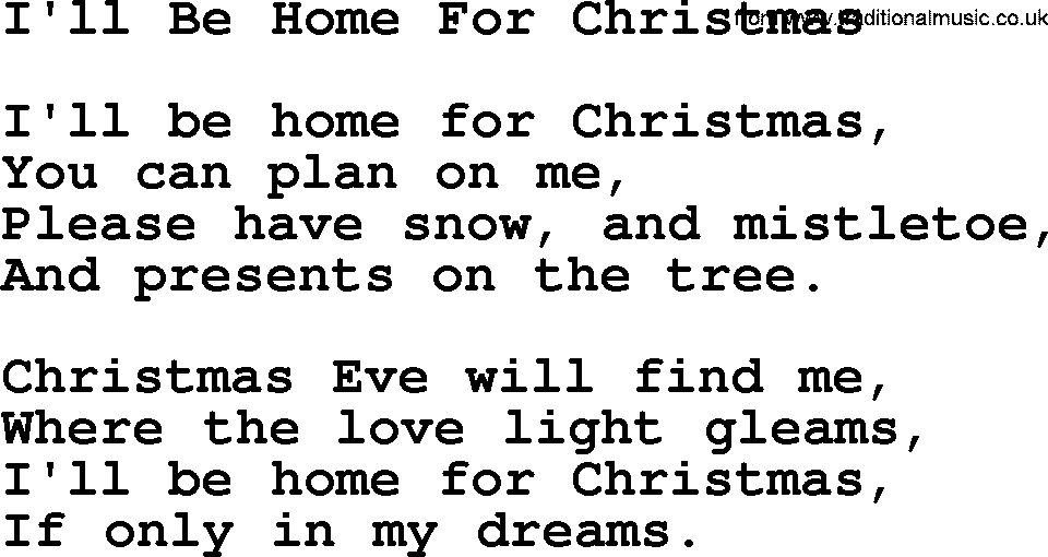 Catholic Hymn: I'll Be Home For Christmas lyrics with PDF