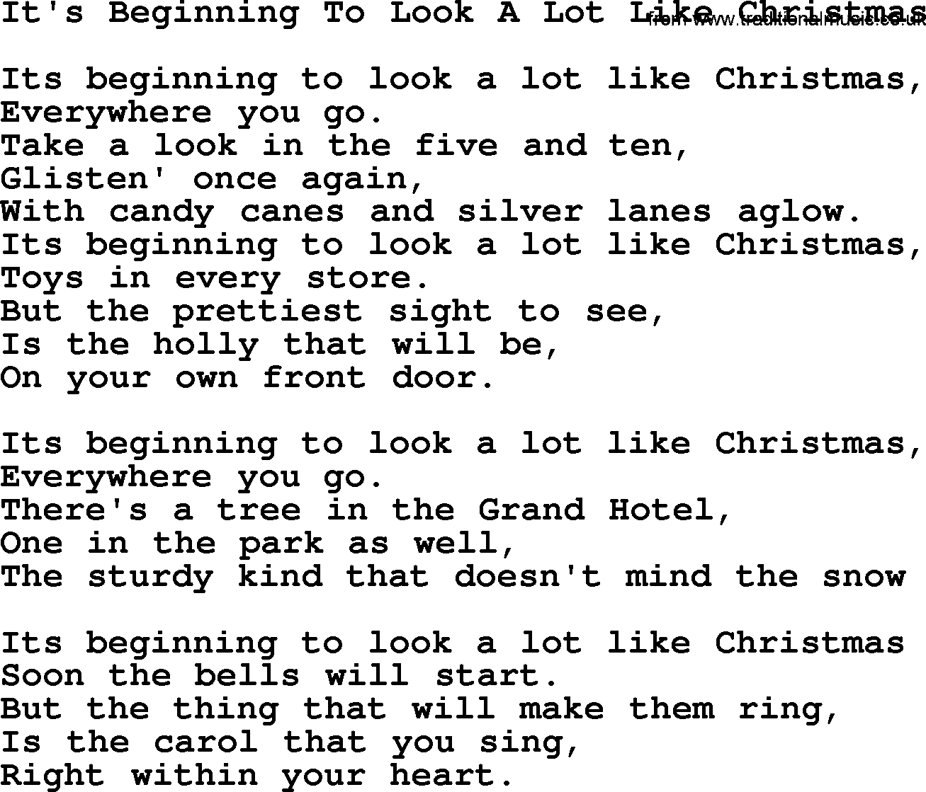 Catholic Hymn: It's Beginning To Look A Lot Like Christmas lyrics with PDF
