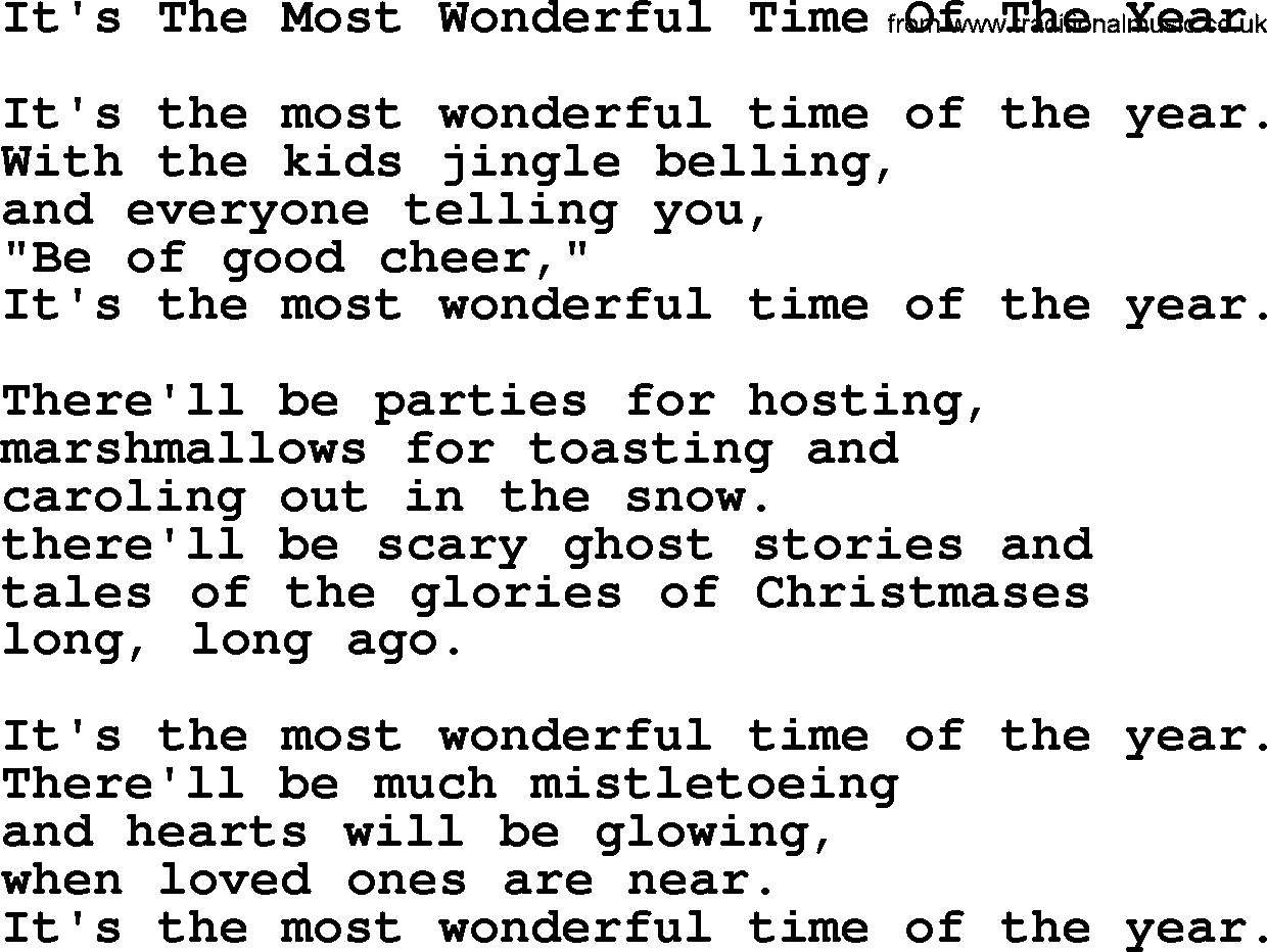 Catholic Hymn: It's The Most Wonderful Time Of The Year lyrics with PDF