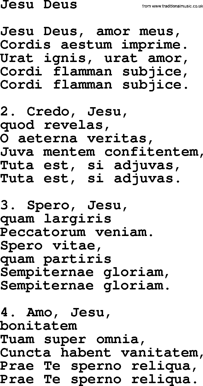 Catholic Hymn: Jesu Deus lyrics with PDF