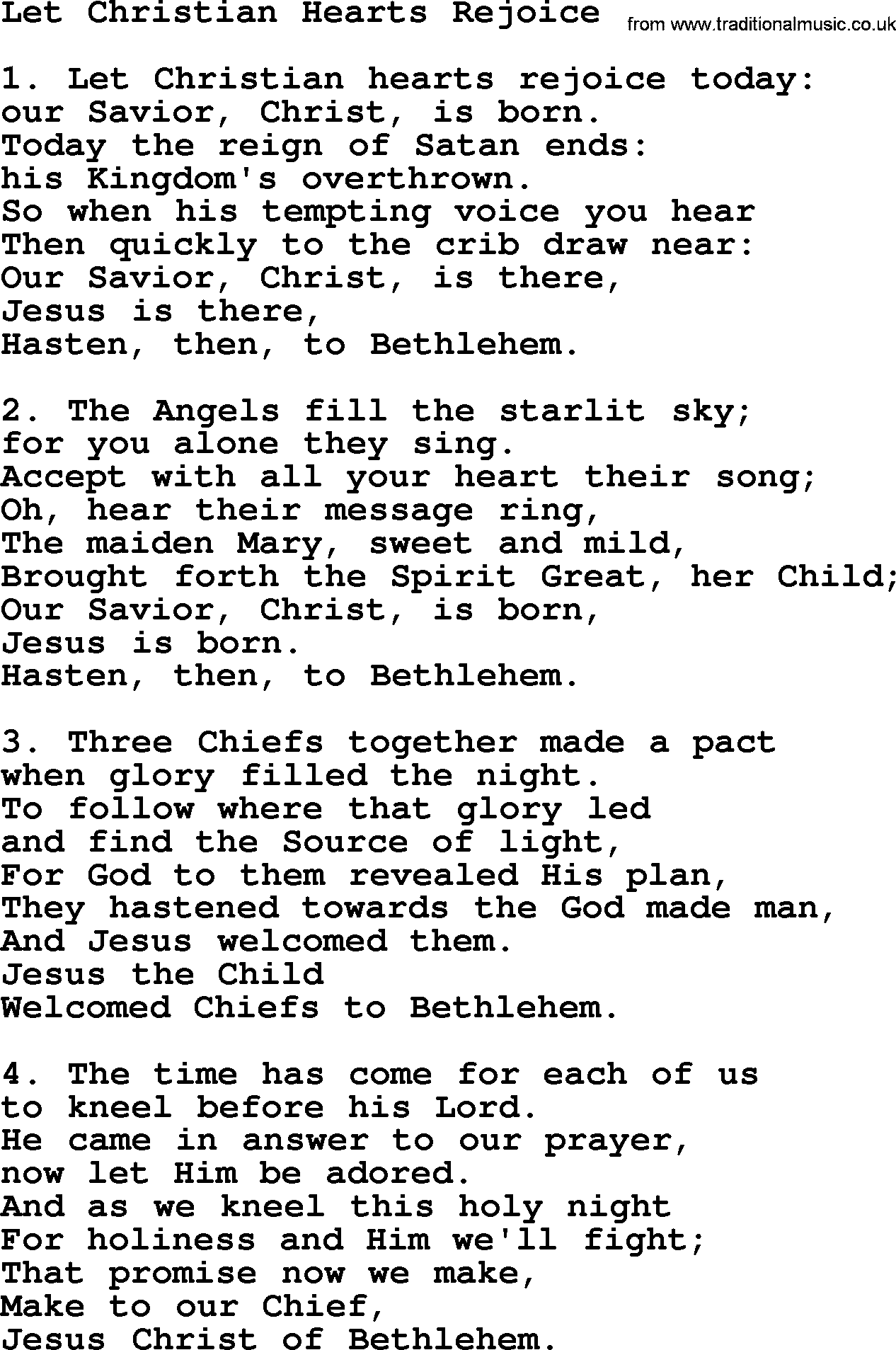 Catholic Hymn: Let Christian Hearts Rejoice lyrics with PDF