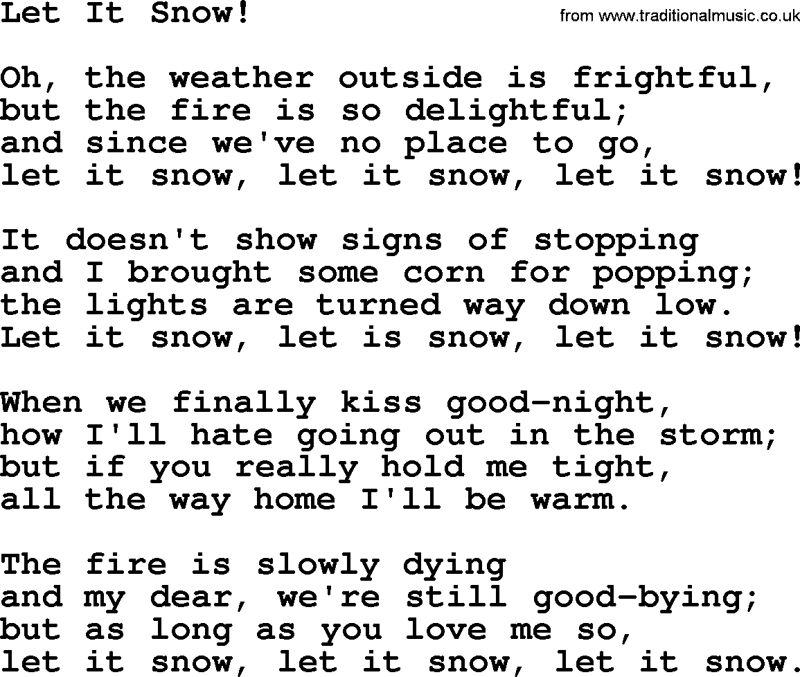 Catholic Hymn: Let It Snow! lyrics with PDF