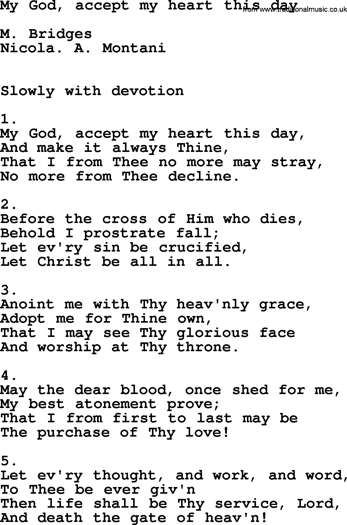 Catholic Hymn: My God, Accept My Heart This Day lyrics with PDF