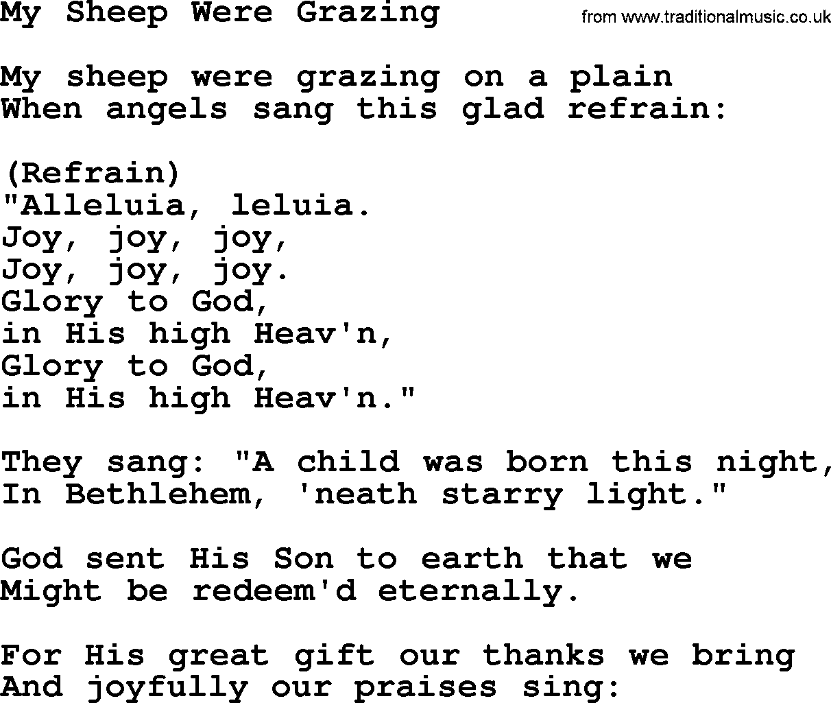 Catholic Hymn: My Sheep Were Grazing lyrics with PDF
