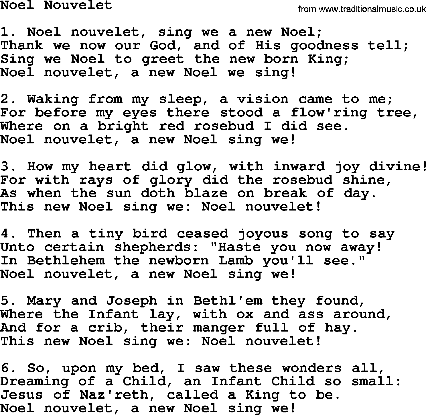 Catholic Hymn: Noel Nouvelet lyrics with PDF