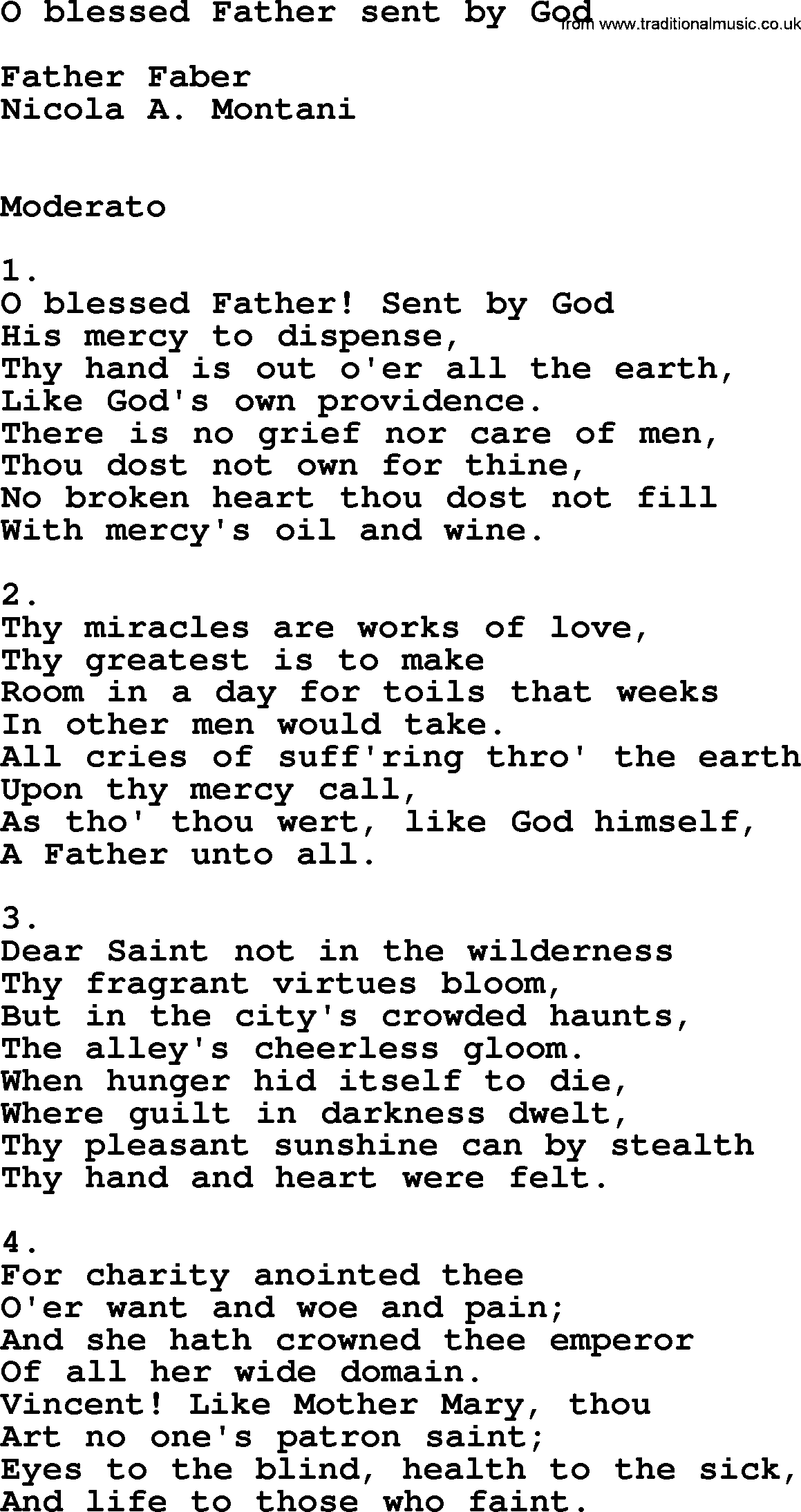 Catholic Hymn: O Blessed Father Sent By God lyrics with PDF