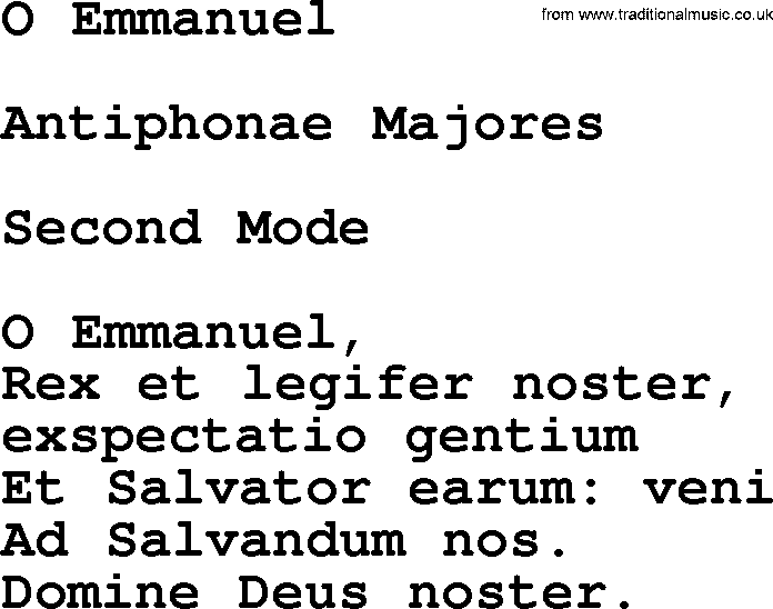 Catholic Hymn: O Emmanuel lyrics with PDF