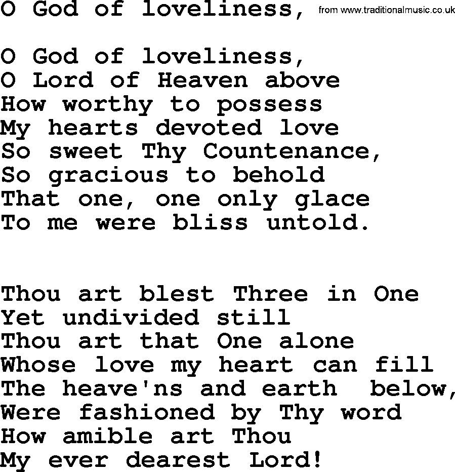 Catholic Hymn: O God Of Loveliness, lyrics with PDF