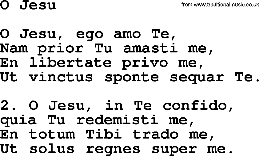 Catholic Hymn: O Jesu lyrics with PDF