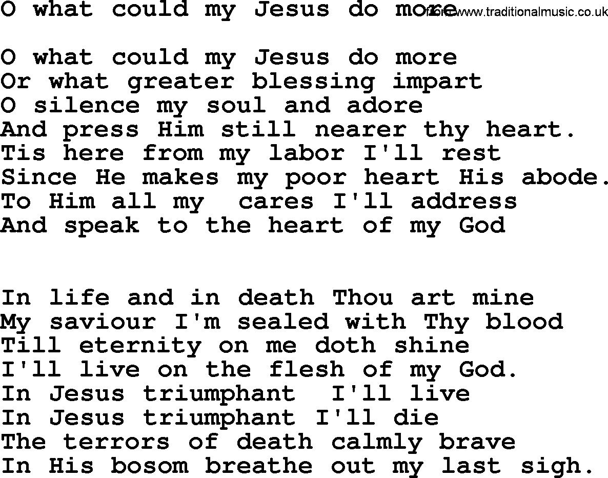 Catholic Hymn: O What Could My Jesus Do More lyrics with PDF