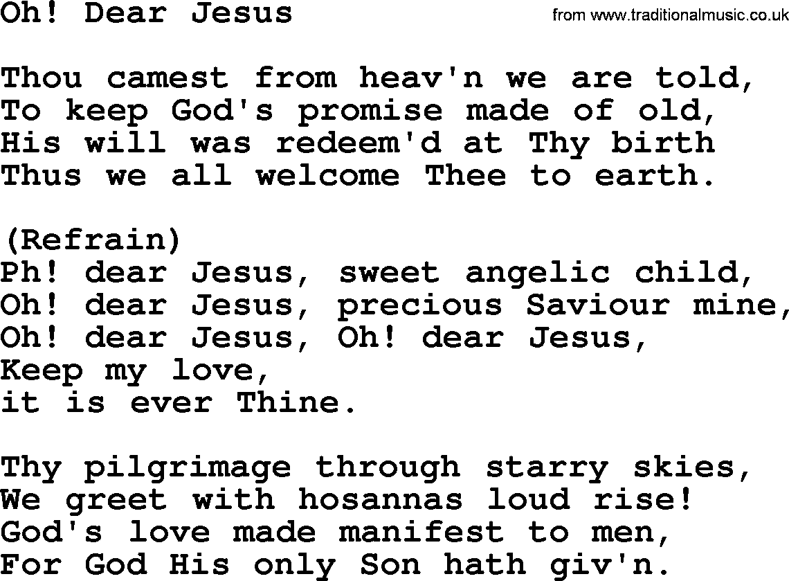 Catholic Hymn: Oh! Dear Jesus lyrics with PDF