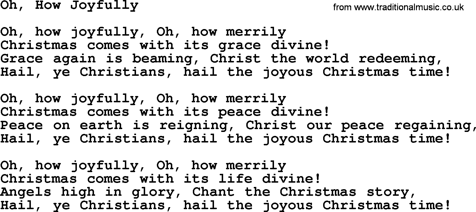 Catholic Hymn: Oh, How Joyfully lyrics with PDF