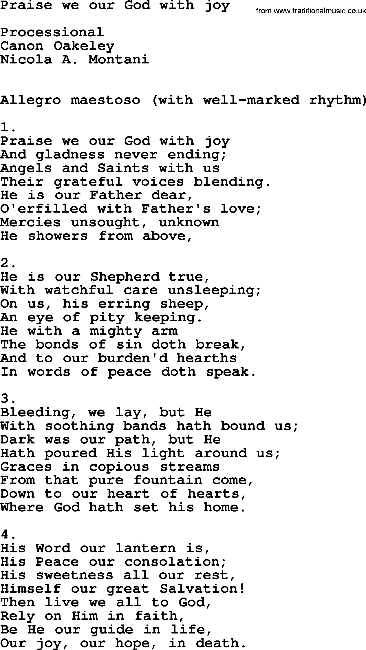 Catholic Hymn: Praise We Our God With Joy lyrics with PDF