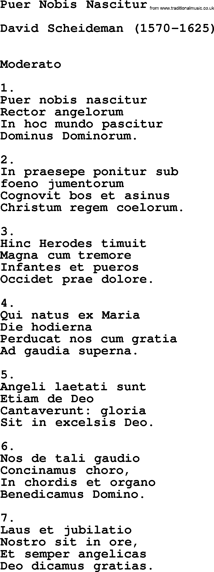 Catholic Hymn: Puer Nobis Nascitur lyrics with PDF