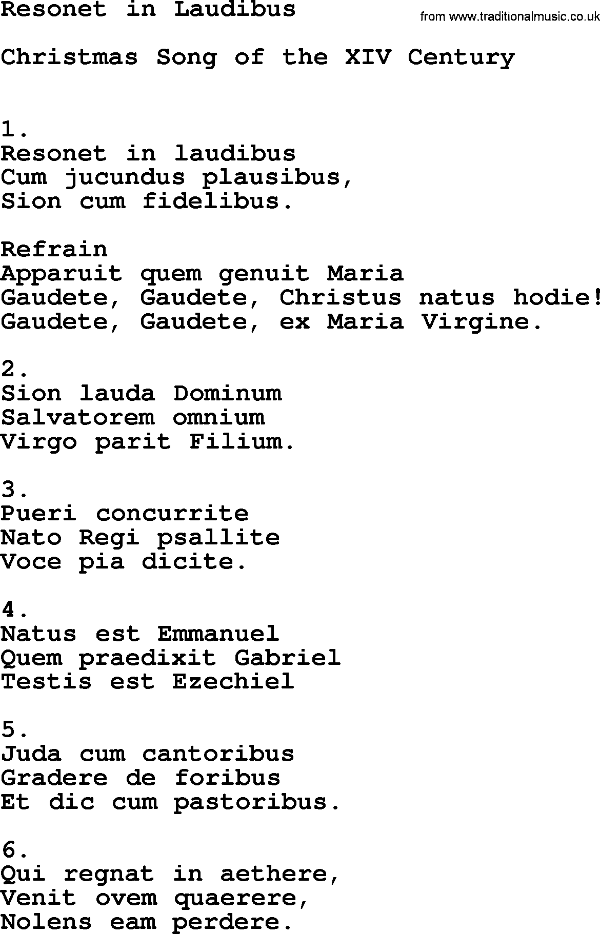 Catholic Hymn: Resonet In Laudibus lyrics with PDF