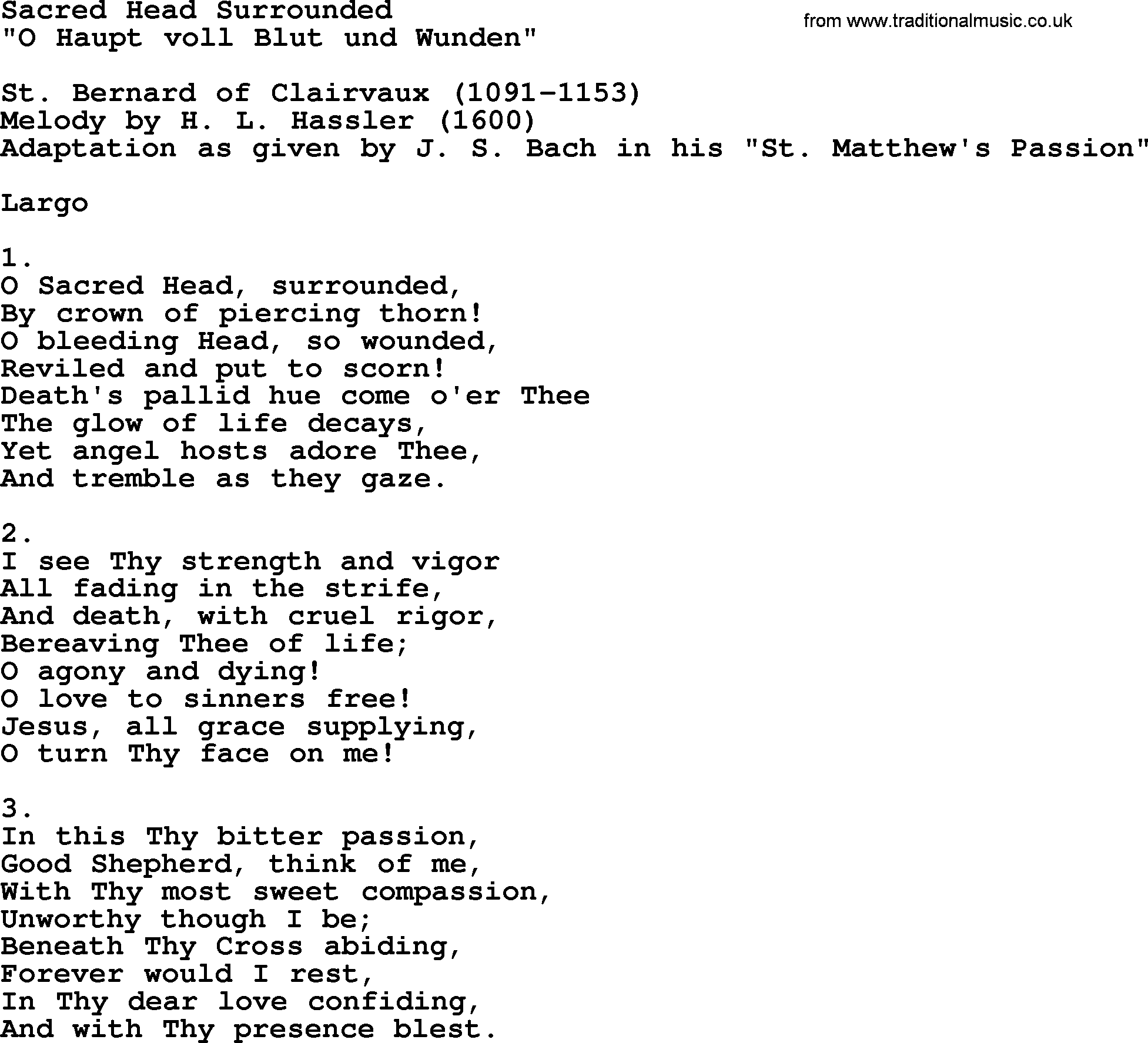 Catholic Hymn: Sacred Head Surrounded lyrics with PDF
