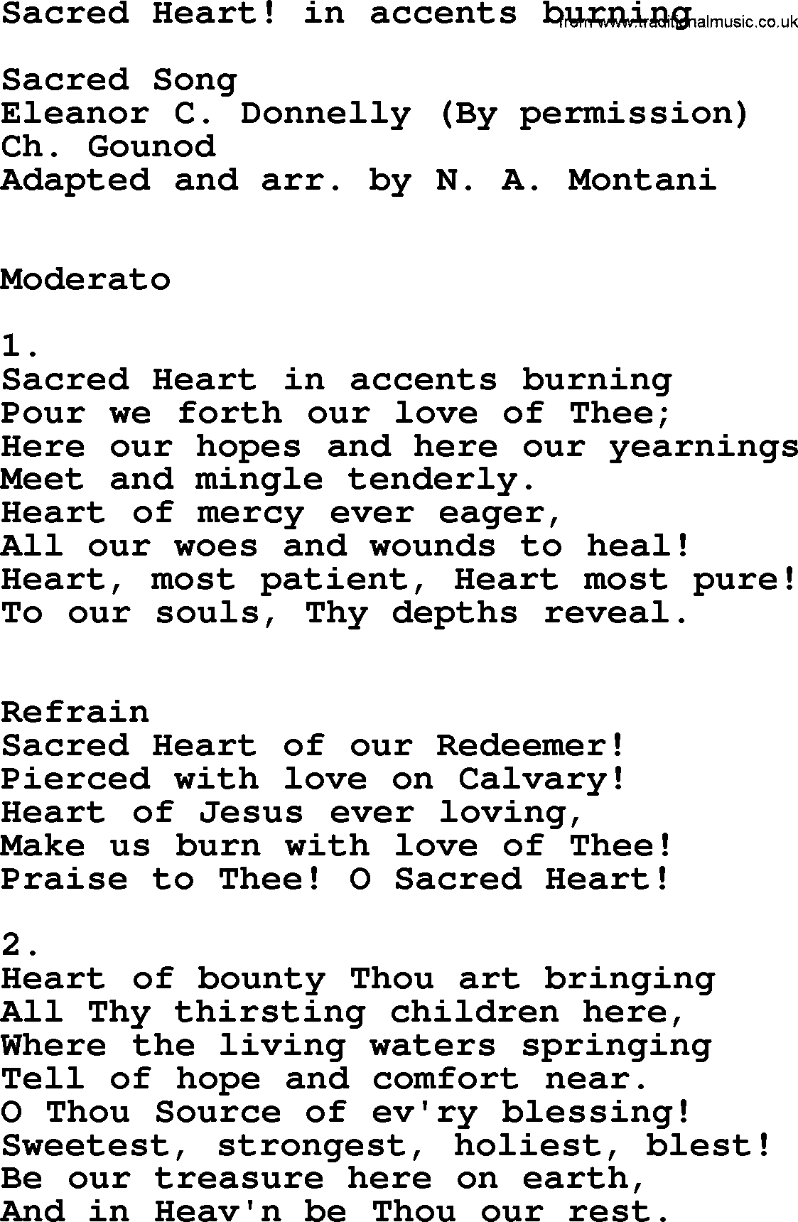 Catholic Hymn: Sacred Heart! In Accents Burning lyrics with PDF