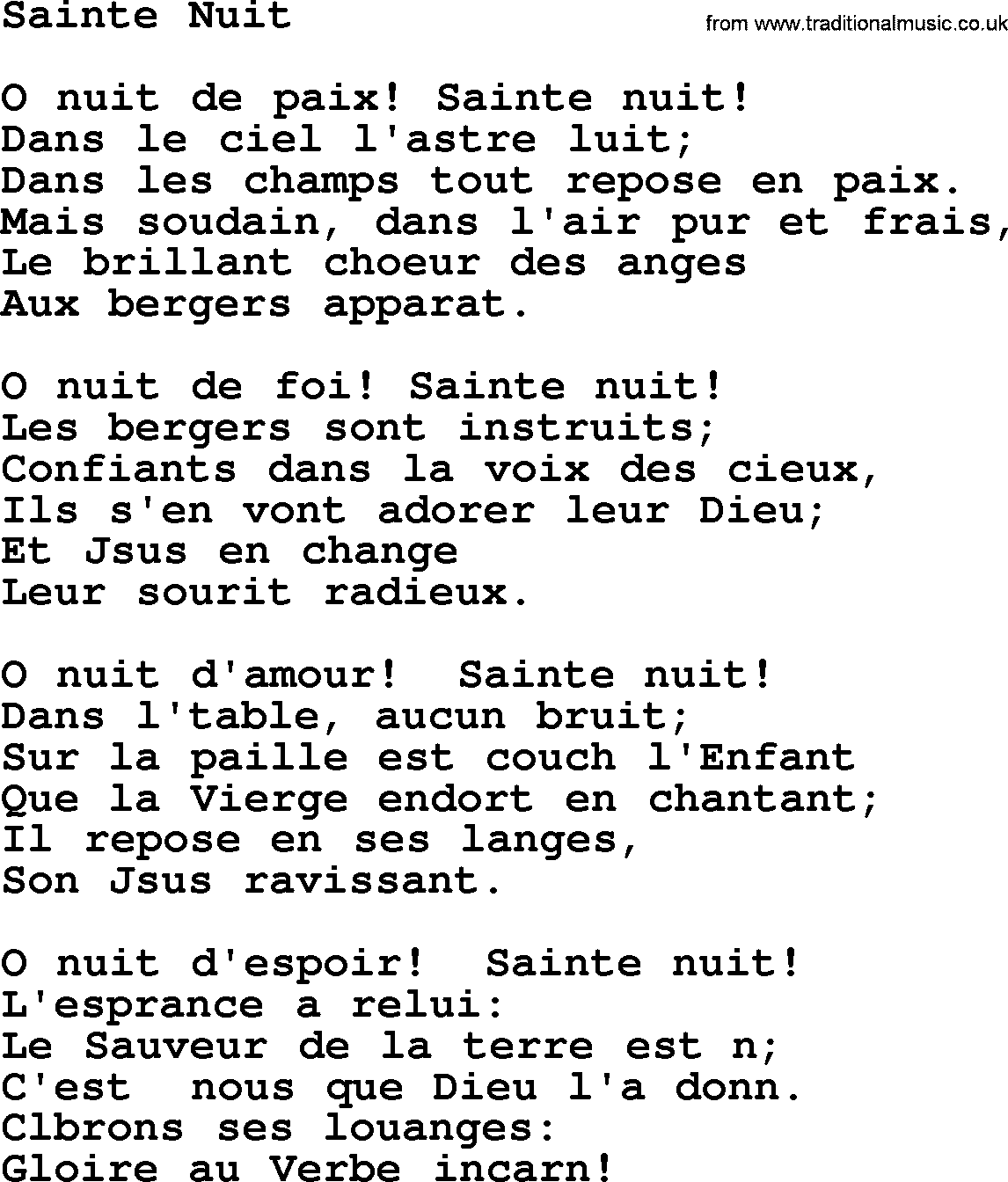 Catholic Hymn: Sainte Nuit lyrics with PDF