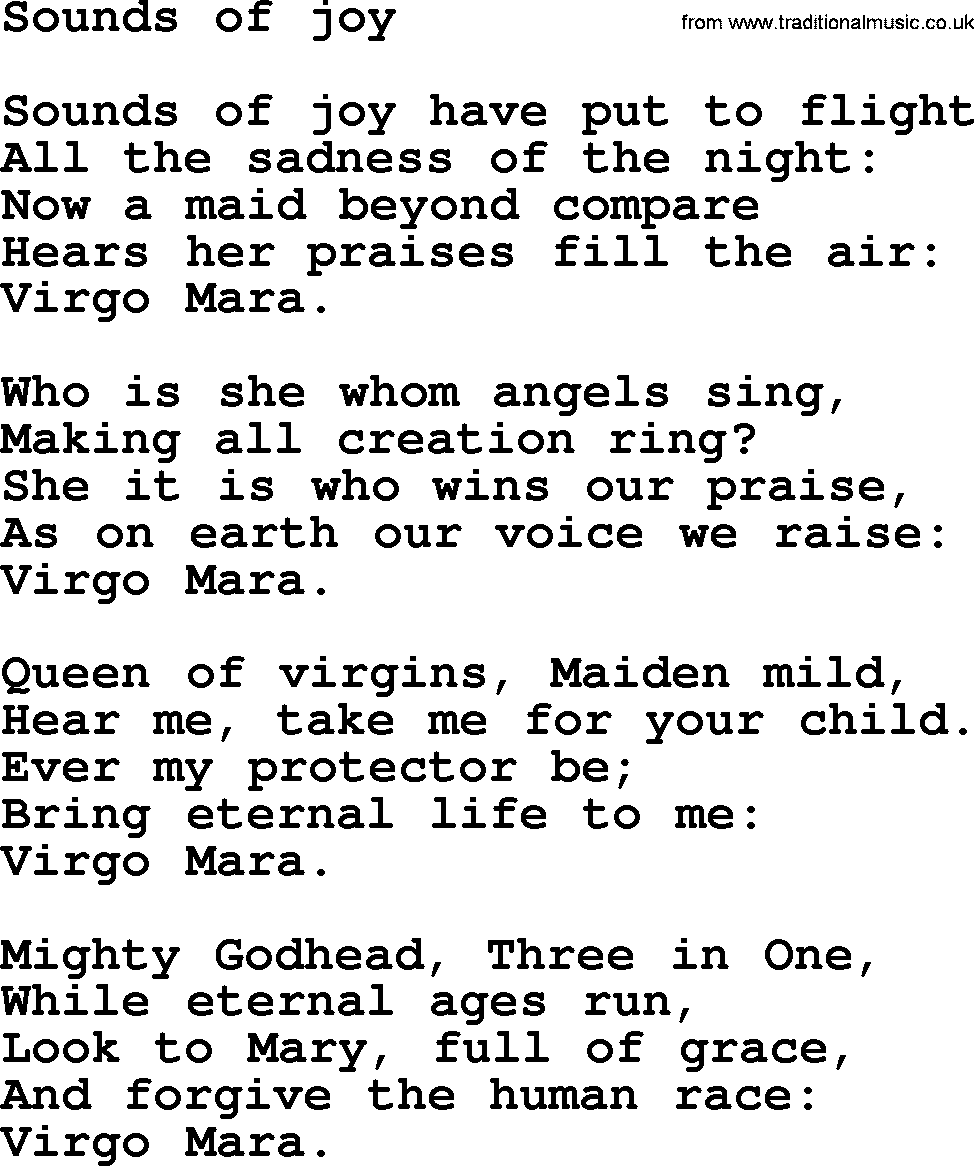 Catholic Hymn: Sounds Of Joy lyrics with PDF