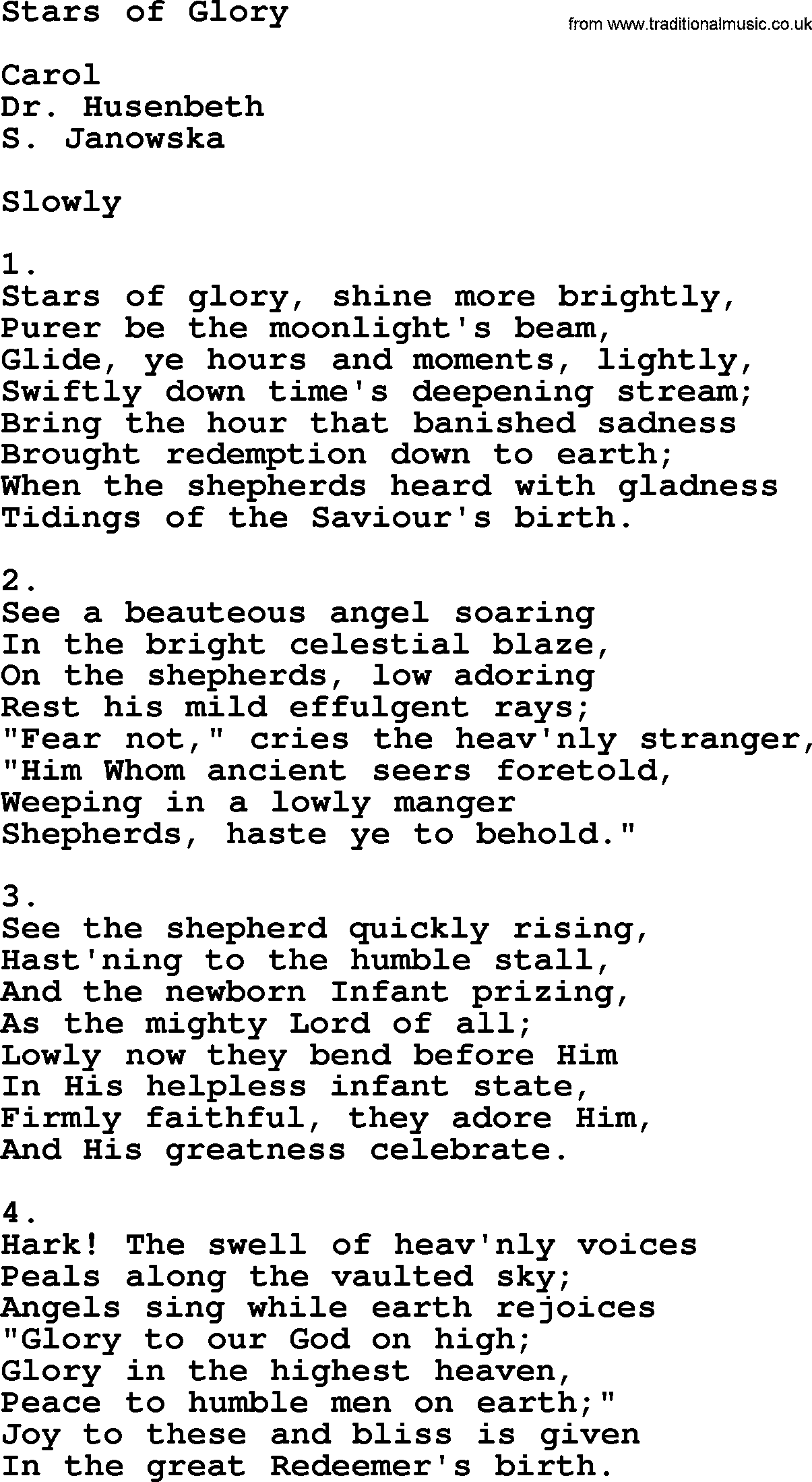Catholic Hymn: Stars Of Glory lyrics with PDF