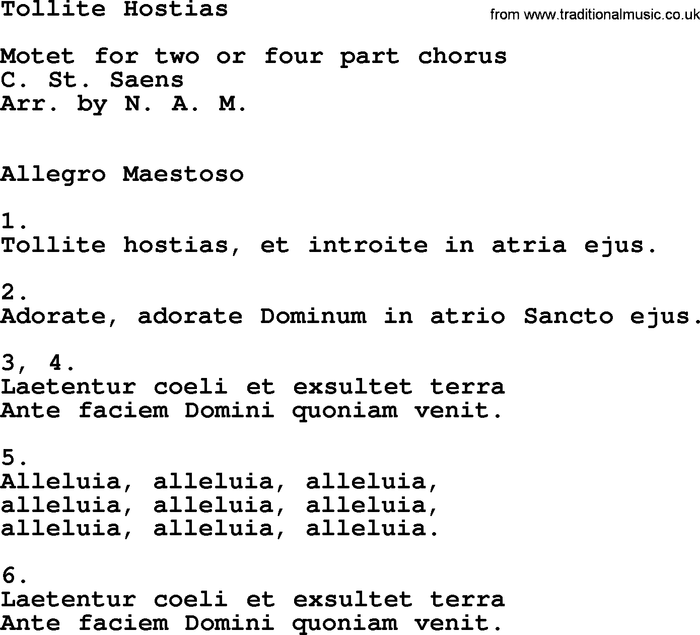 Catholic Hymn: Tollite Hostias lyrics with PDF