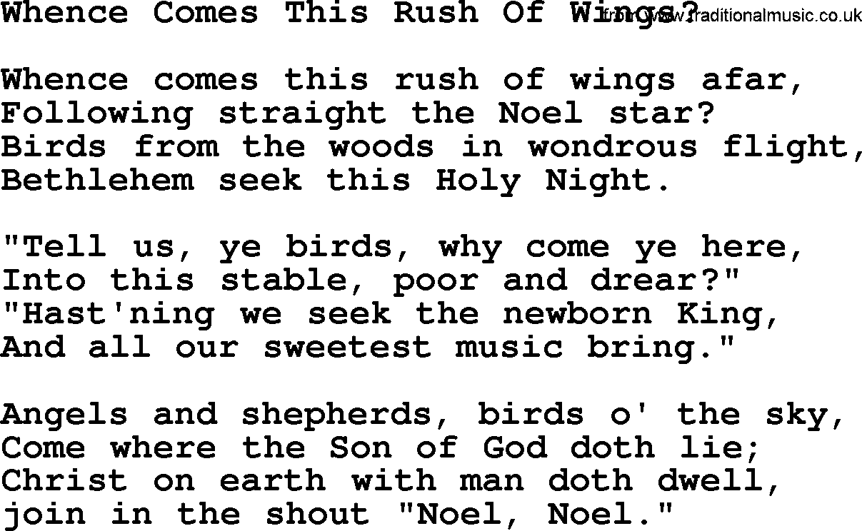Catholic Hymn: Whence Comes This Rush Of Wings_ lyrics with PDF