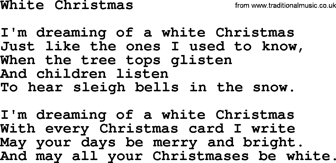 Catholic Hymn: White Christmas lyrics with PDF