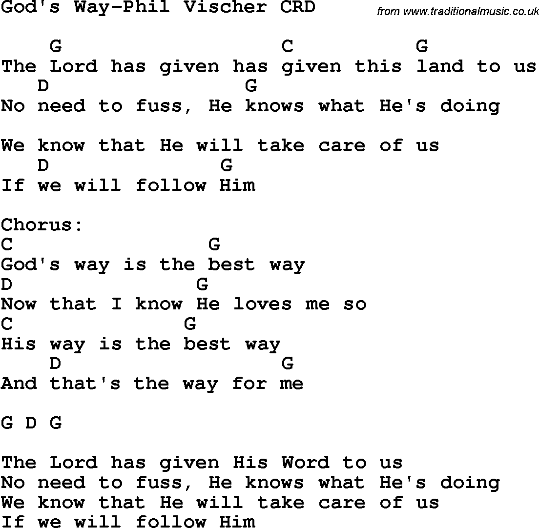 Christian Chlidrens Song God's Way-Phil Vischer CRD Lyrics & Chords