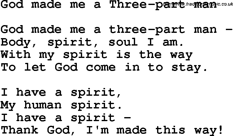 Christian Chlidrens Song God Made Me A Three-Part Man Lyrics