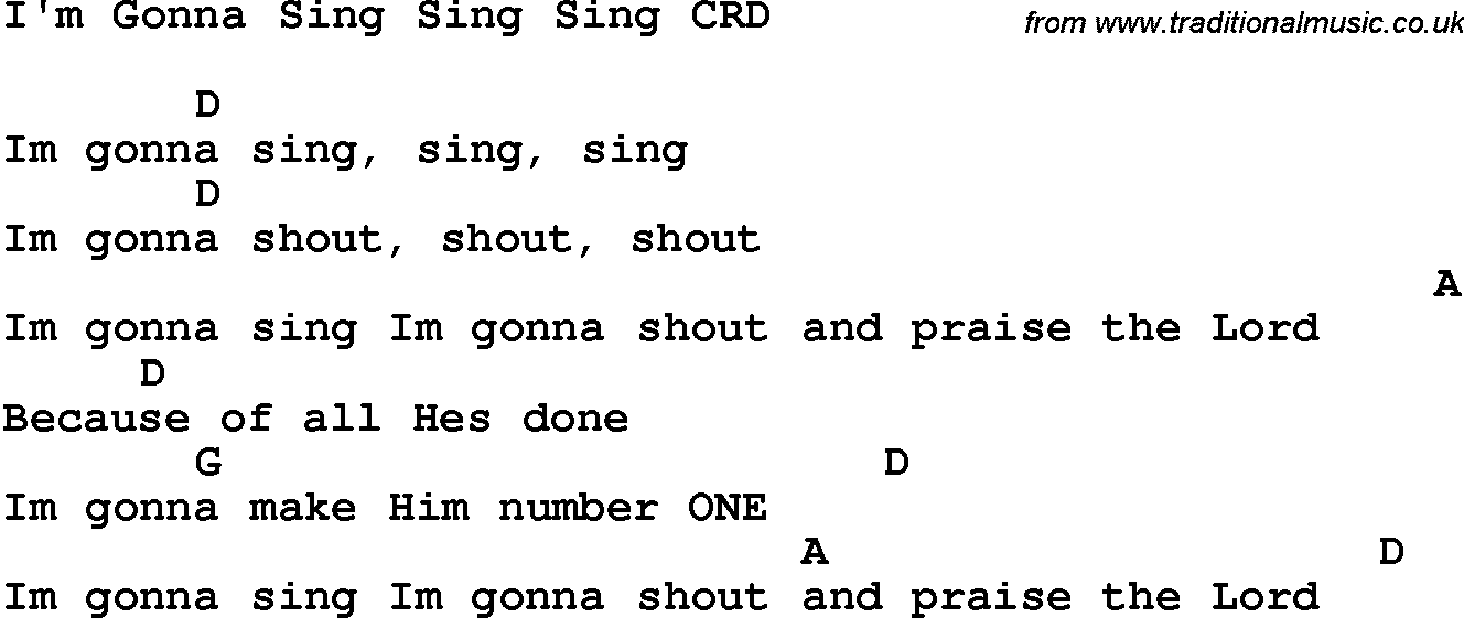 Christian Chlidrens Song I'm Gonna Sing Sing Sing CRD Lyrics & Chords