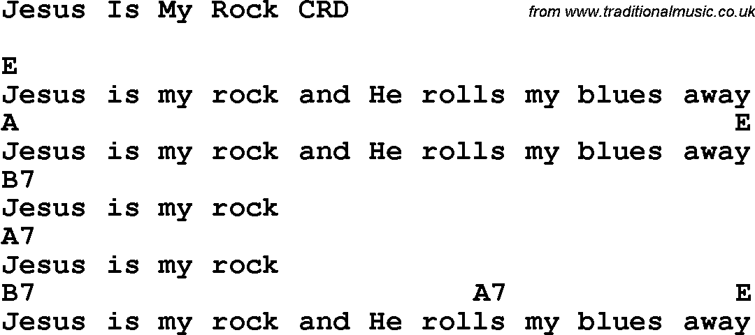 Christian Chlidrens Song Jesus Is My Rock CRD Lyrics & Chords