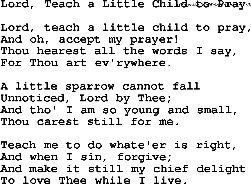 Christian Chlidrens Song Lord, Teach A Little Child To Pray Lyrics