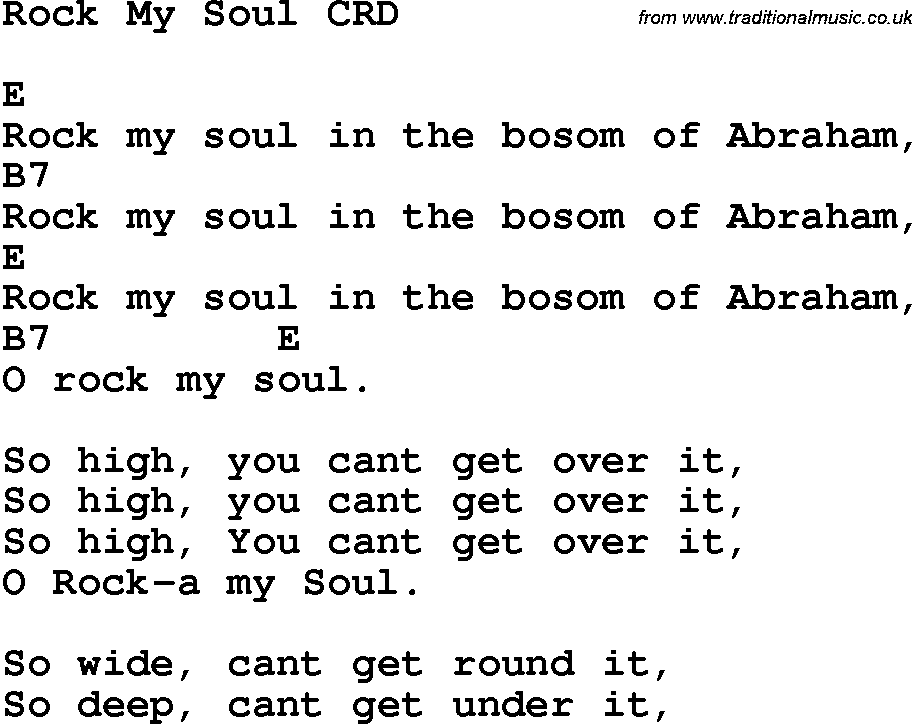 Christian Chlidrens Song Rock My Soul CRD Lyrics & Chords