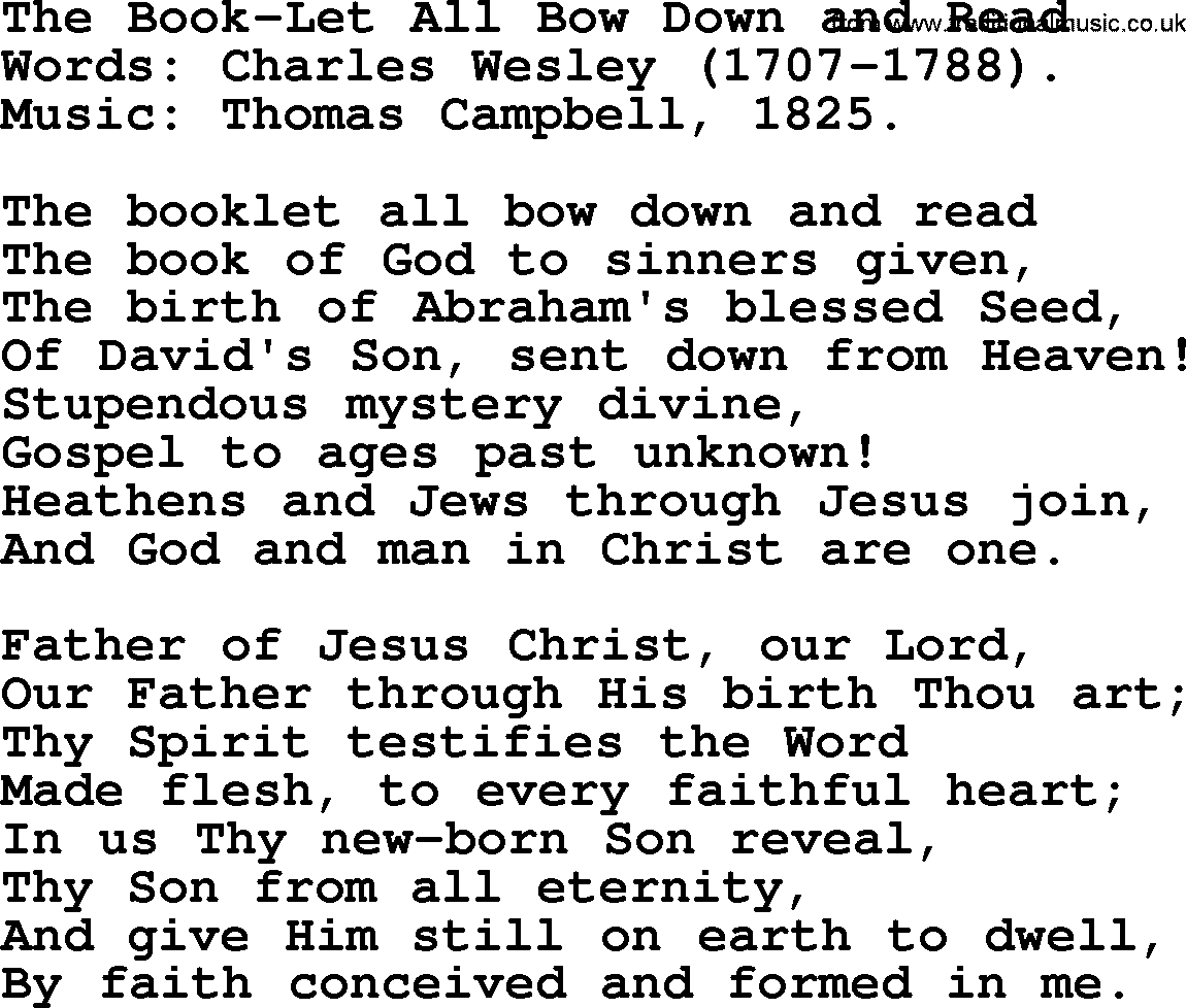 Christmas Hymns, Carols and Songs, title: The Book-let All Bow Down And Read, lyrics with PDF